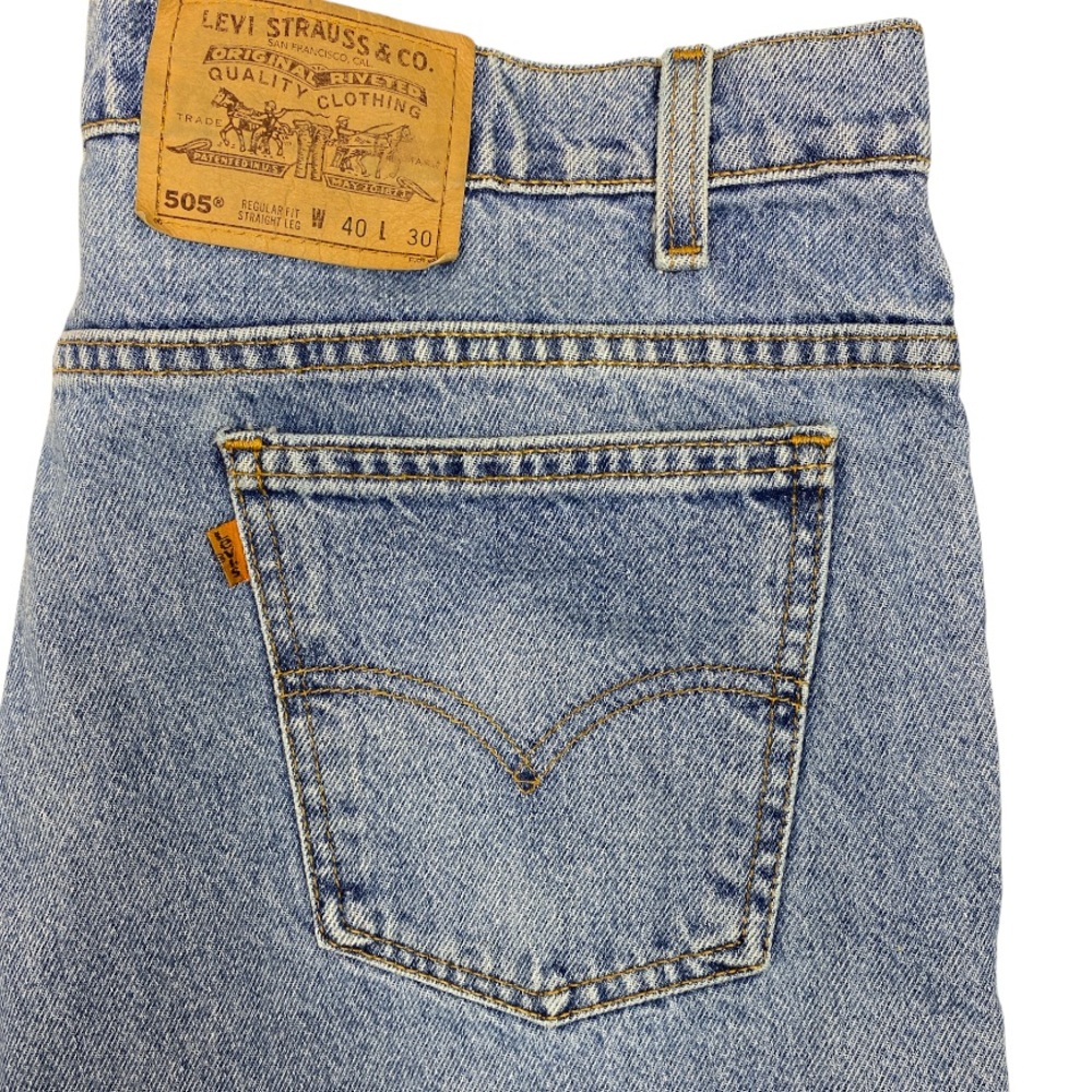 VTG Levis Mens Denim 505 Jeans USA Orange Tab Tag SZ 40 x 30 Straight Leg